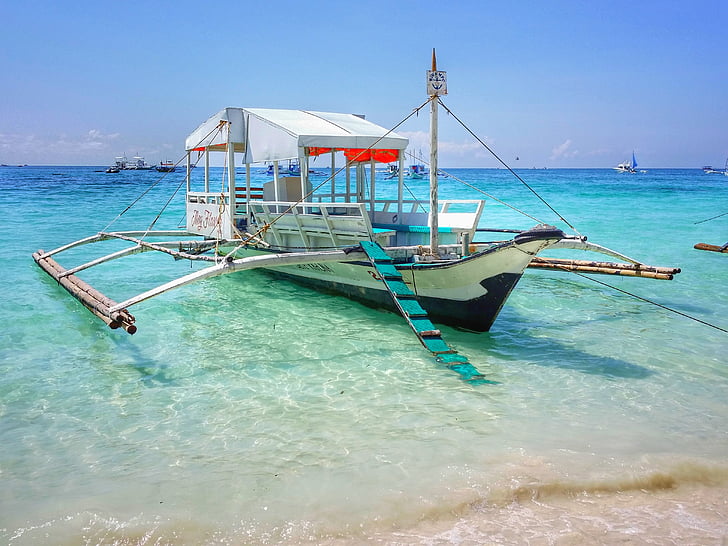 Philippines, Boracay, plage blanche, plage, mer, mer de Sulu, eau