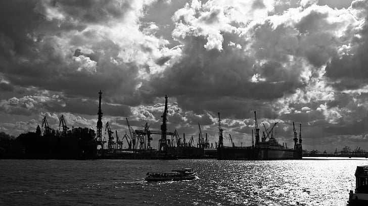 Hamburg, haven van Hamburg, haven van hamburg, Landungsbrücken, Elbe, Hanzestad, Hamburg landungsbrücken