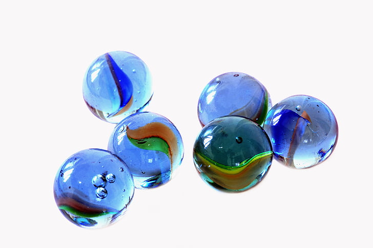 blue, glass, marbles, kids, games, play, round