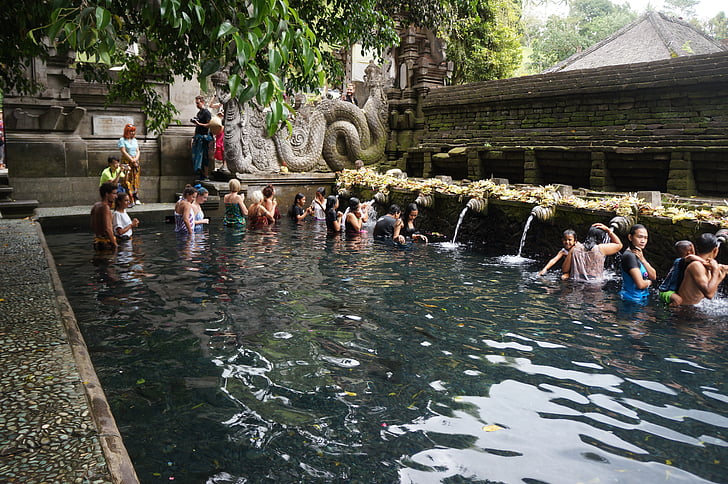 tirta empul temple, bathing, baptism, people, asia, cultures, famous Place