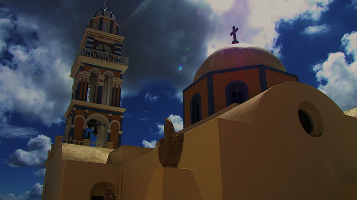 Grekland, ön, kyrkan, Sky, monumentet, arkitektur