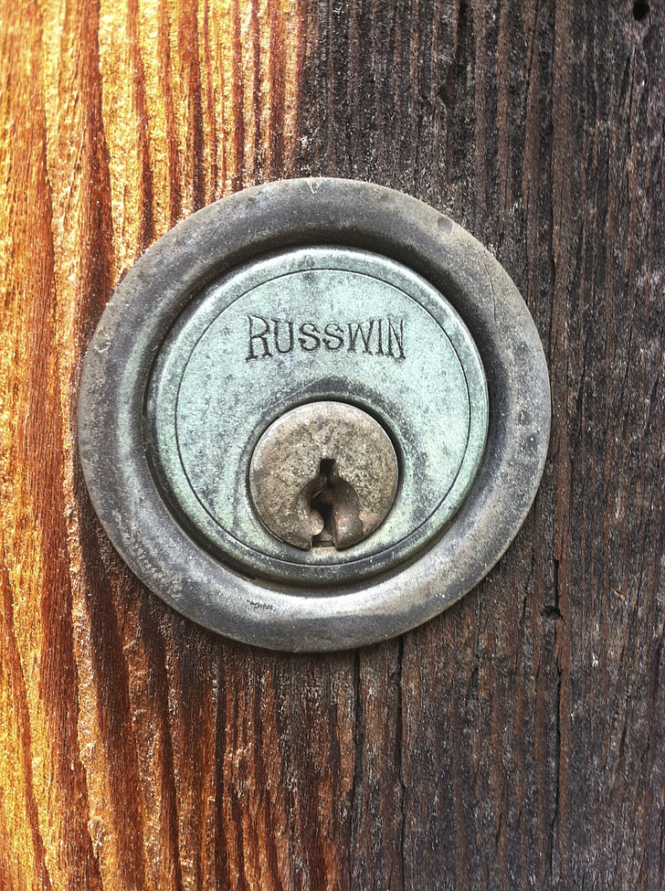 serratura, oggetto d'antiquariato, vintage, buco della serratura, Russwin