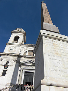 Roma, Italia, Plaza de España, Santissima Trinitá dei monti, Iglesia, Obelisco, edificio