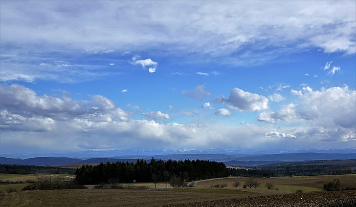 germany, switzerland, alpine, clouds, field, nature, sky