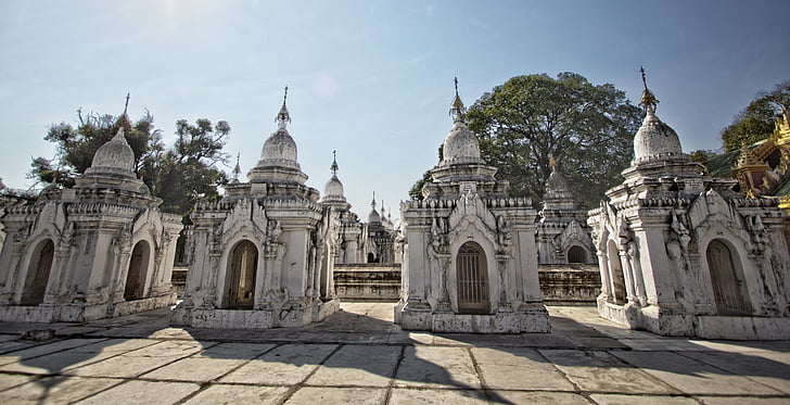 kuthodaw, Pagoda, Mandalay, Myanmar, Klasztor, modląc się, Budda