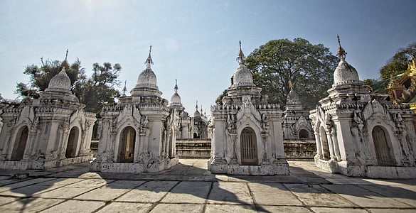 kuthodaw, 탑, 만 달 레이, 미얀마, 수도원, 기도, 부처님