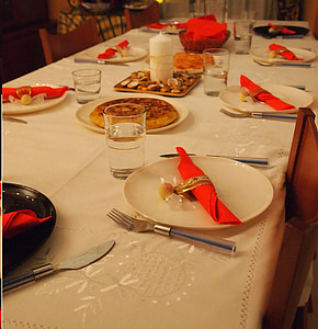 テーブル, クリスマス, カトラリー, トルティーヤ, お祝い