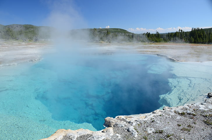 piscine saphir, fonction thermique, Yellowstone, eau, caractéristiques thermiques, Parc national d’Yellowstone, Wyoming