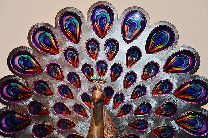 peacock, bird, feather, blue, design, animal, colorful