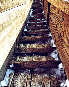 escaleras, madera, antiguo, salto de esquí, escalera, rústico, madera