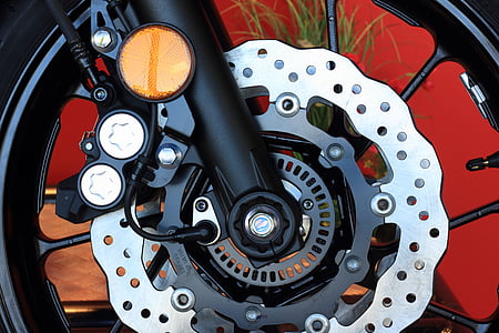 motorsykkel, Yamaha, foran, suspensjon, brems, disk, hjul