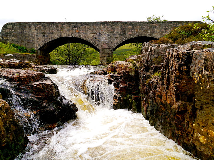 Scozia, acqua, cascata, mormorio, paesaggio, roccia, steinig