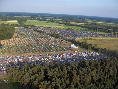 Festival, vista aérea, estacionamiento, agricultura, naturaleza
