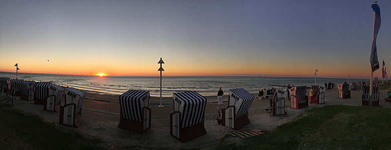 Norderney, Panorama, spiaggia, estate, sedia di spiaggia
