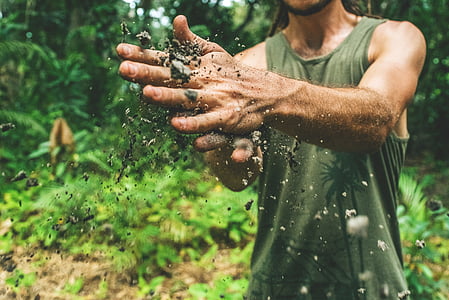 soil, dirty, hand, people, man, guy, outdoor