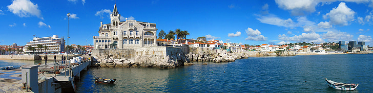Cascais portugal, Panorama, port, havet
