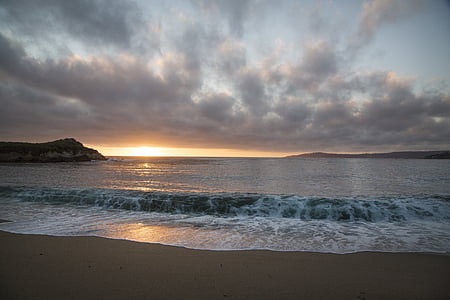 Západ slunce, oceán, Já?, Surf, pláž, pobřeží, malebný