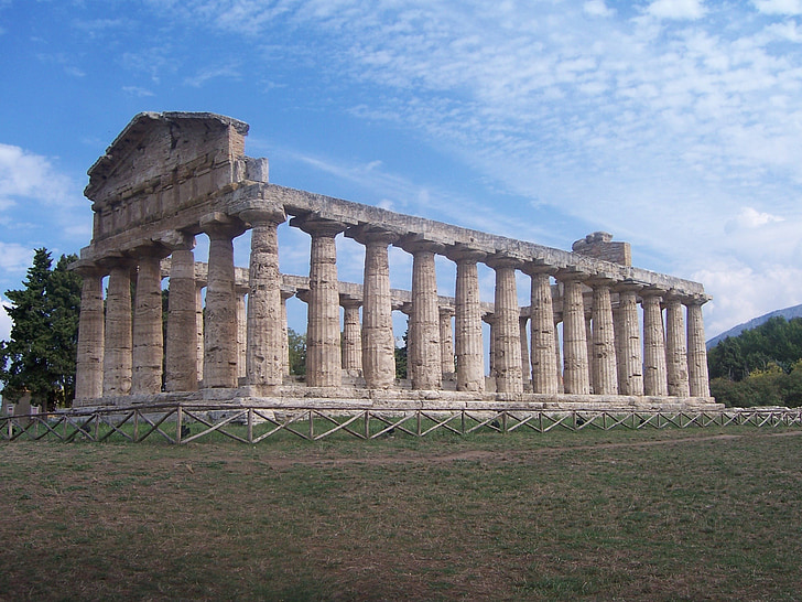 Olaszország, Pompei, oszlopos, régi, Paestum, épület, építészet