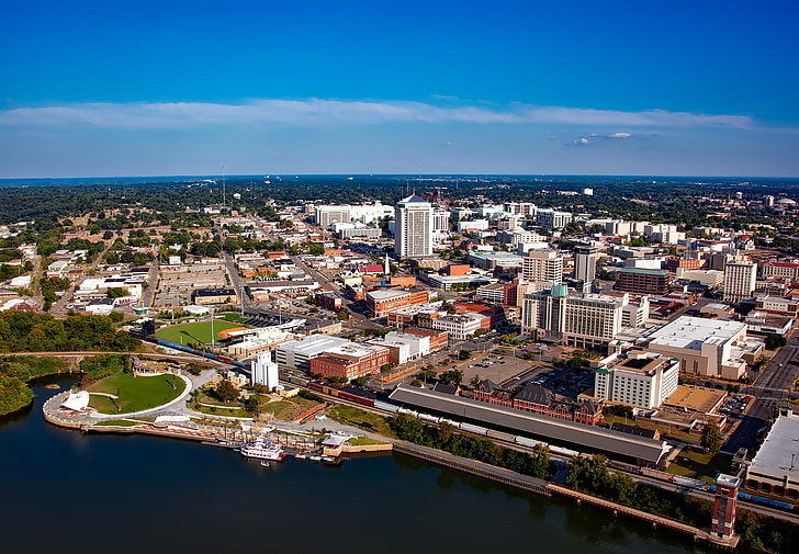 Монтгомъри, Алабама, град, Градове, градски, Въздушна снимка, градски пейзаж
