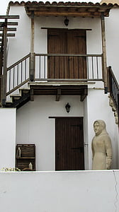 Kypros, Oroklini, landsbyen, Street, huset, tunet, skulptur