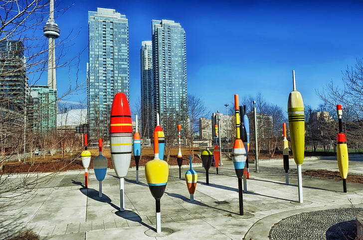 Kanootti landing park, Art, taidetta, Toronto, Kanada, pilvenpiirtäjiä, rakennukset