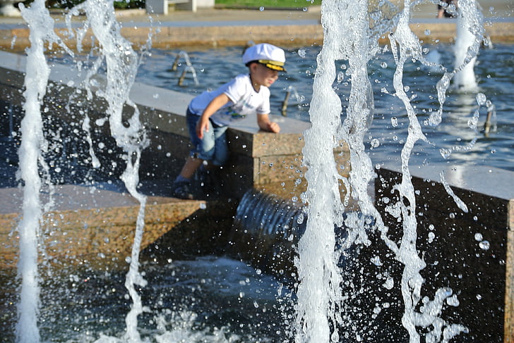 fountains, water, baby, yaroslavl, splashing, motion, one man only