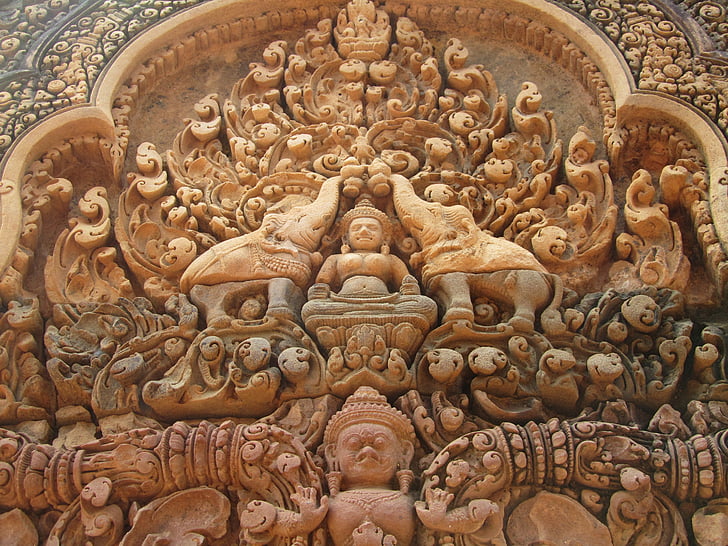 Kambodscha, Siem reap, Tempel, Steinbildhauerei, Mauerwerk, Stein, Skulptur