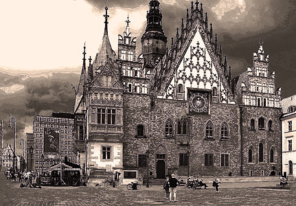 a Câmara Municipal, Wrocław, o mercado, cidade velha, a cidade velha, edifício histórico, Monumento