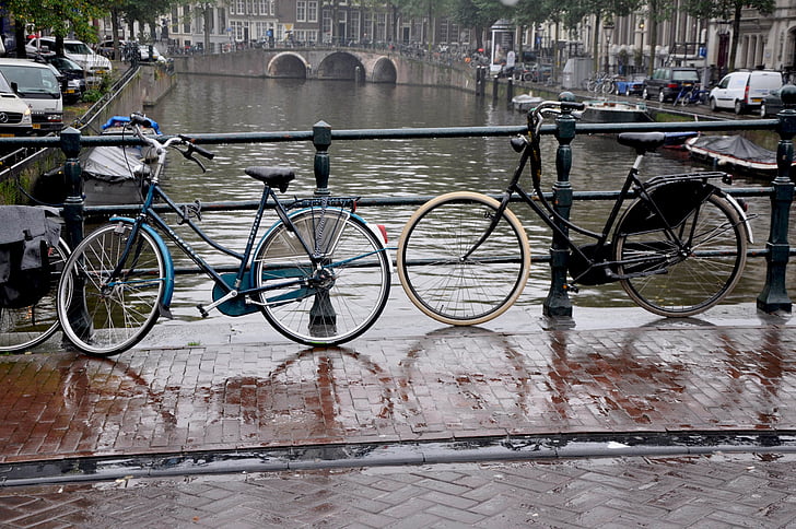 ποδήλατο, κανάλι, Ολλανδία, Άμστερνταμ