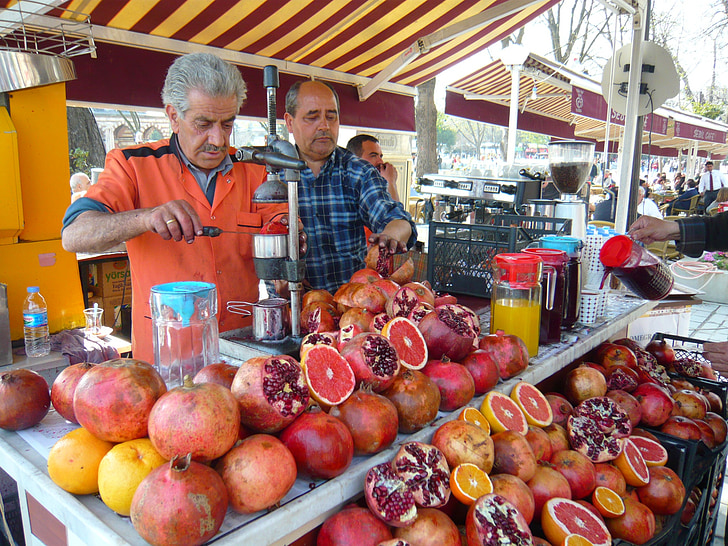 istanbul, dealer, seller, pomegranates, turkey, market, bazaar
