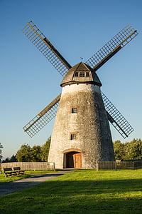 Mill, monumentet, vind, gamla, återställd, skyddad, slipa