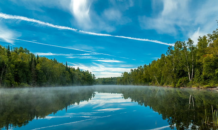 water, blue sky, nature, landscape, summer, blue sky clouds, lake