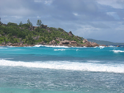 Costa, rocha, onda, mar, Caribe