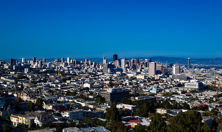 Сан-Франциско, Калифорния, город, цикл, Скайлайн, городской пейзаж, здания