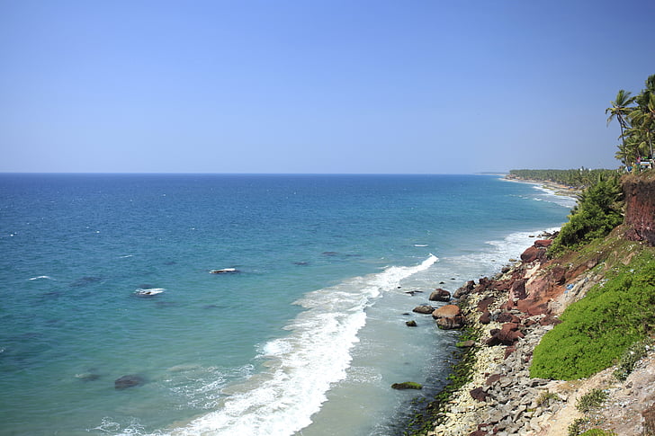 falésia da costa, costa rochosa, oeste da Índia, Oceano Índico, mar, praia, litoral