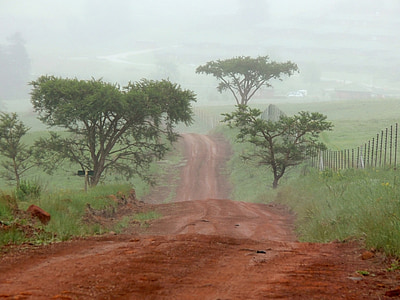 punainen, maan, Road, Thamasassa, sumu, Etelä-Afrikka