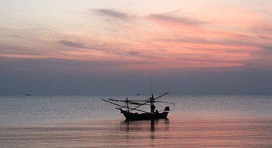 Thaiföld, csónak, nyugalom, gyönyörű, béke, nyugalom, horgászcsónak