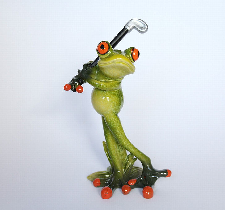 Frosch, Golf, Golf clubs, grüner Frosch, lustig, niedlich, sportlich