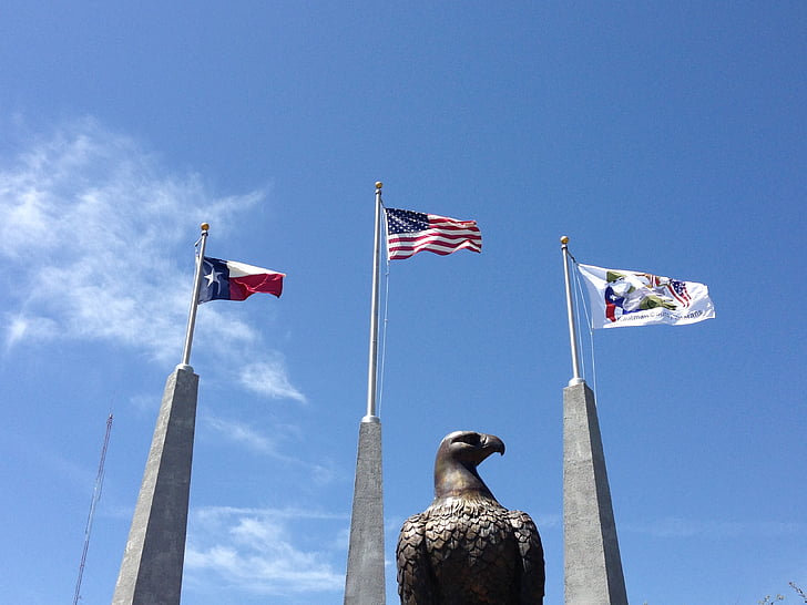 Àguila, banderes, Texas, memorial de la guerra, ens, Bandera, nord-americà
