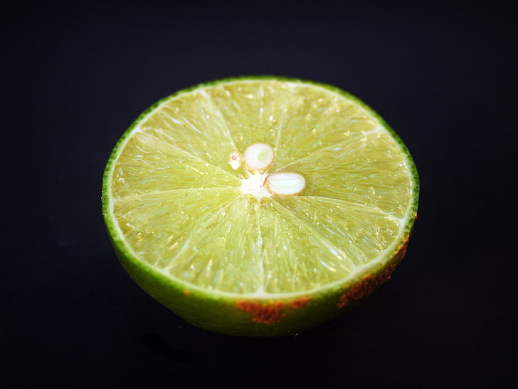 Lime, citron, skive, grøn, hele, hvid, blad