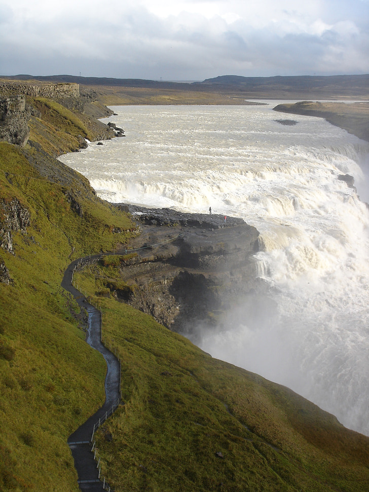 Island, vodopády, voda, Příroda, šedý zákal
