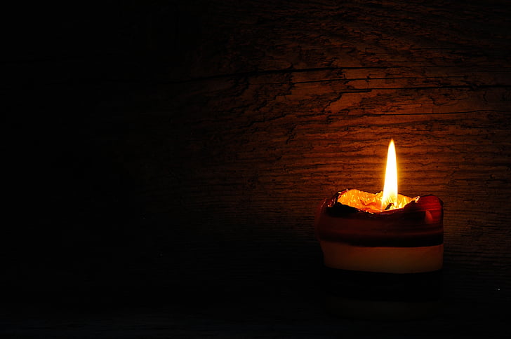 candle, flame, candlelight, wood, light