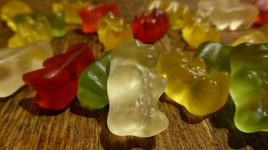 Bumbibjörnarna, frukt gelé, godis, gelatin, färgglada, färg, varumärke