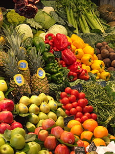 vaisių, daržovės, rinkos, maisto produktai, Barselona, Boqueria, augalai