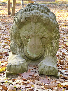 lion, stone, stone sculpture, park, statue, art, sculpture