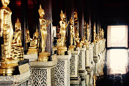 방콕, 부처님, 골드, 명상, 불교, 태국, 아시아