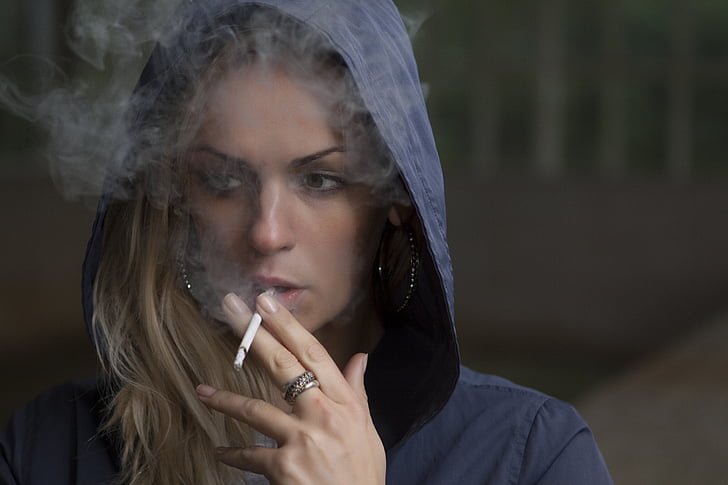 ženska, kajenje, cigaret, tobaka, dekle, obraz, portret