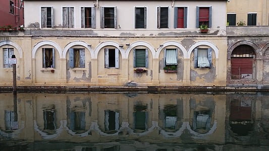 chioggia, venice, italy, channel, old houses, monument, haven
