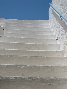μπλε νησί Κρήτη, Ελλάδα, σκάλες, άνοδος, ουρανός, μπλε