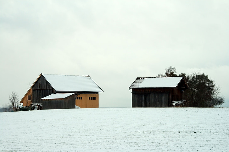 germany, bavaria, farm, barn, shed, hill, sky